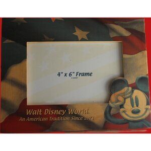 Walt Disney World Mickey Mouse Picture Photo Frame American Flag Salute 4 X 6"